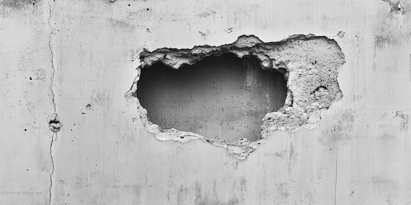 Hole in the concrete from concrete sinking in Boise, ID