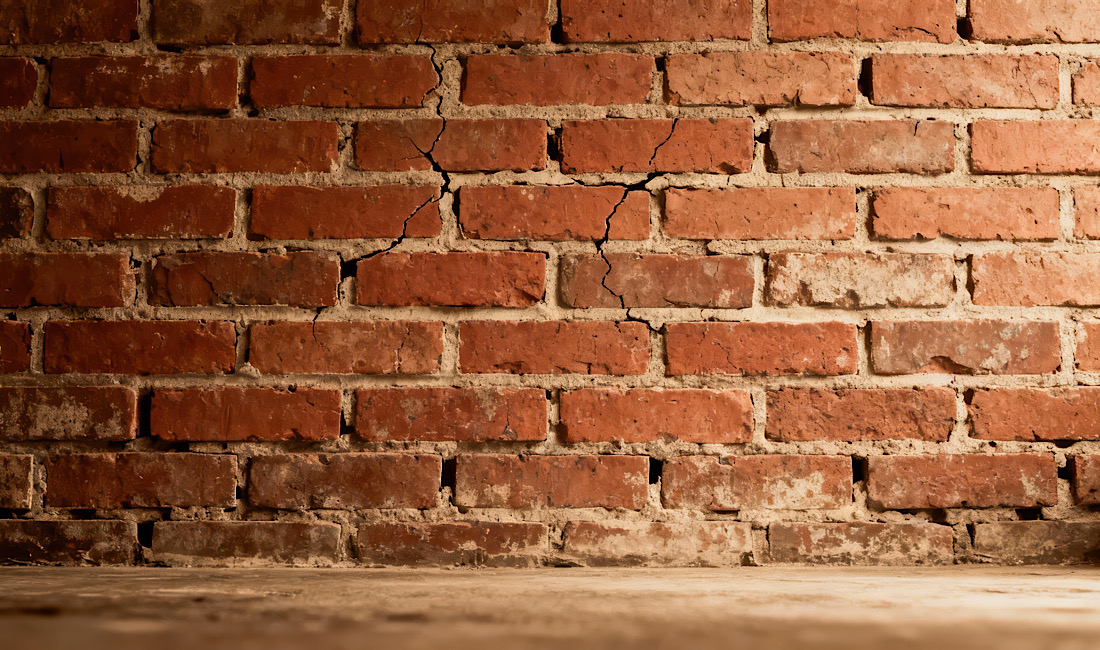 Cracked wall in older brick home